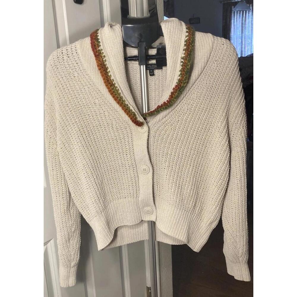 Witty Fox Young Contemporary Crop Knit Cardigan Fall Winter Festive - Picture 3 of 5